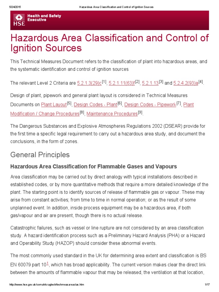 Hazardous Area Classification and Control of Ignition Sources PDF