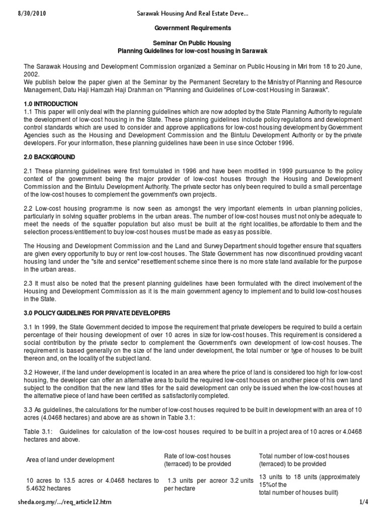 Housing Development Regulations Sarawak
