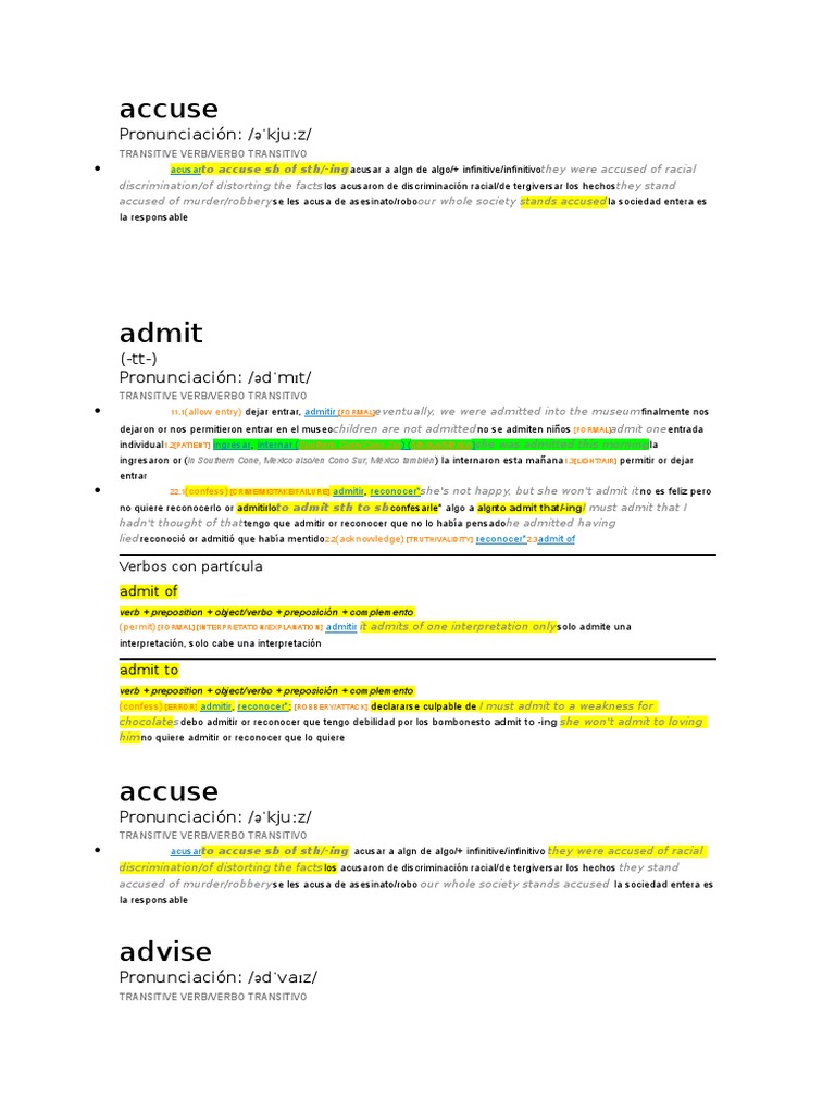 Verbos de discurso: acusar y admitir | PDF | Relaciones sintácticas ...