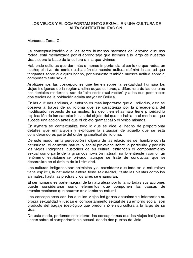 Sexualidad Andina en la Vejez | PDF | La sexualidad humana | Comportamiento