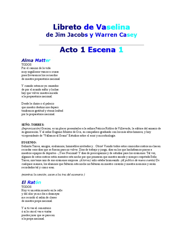 Grease Español MX PDF Amor Ocio