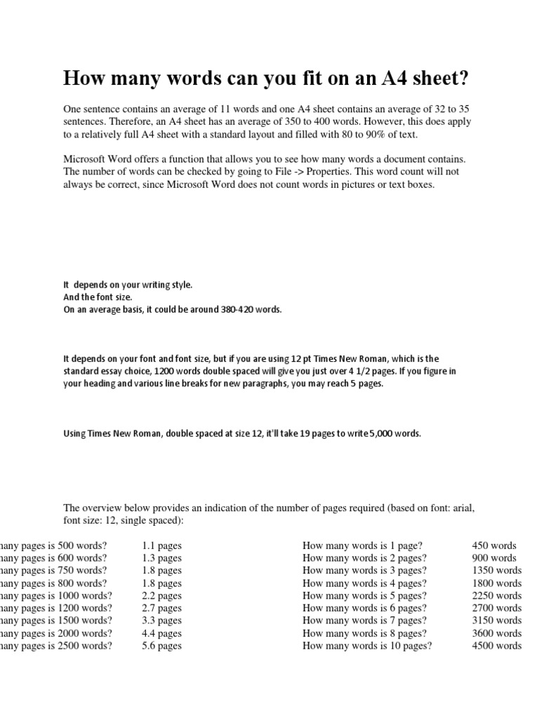 Words In Page Pdf