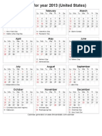 2013 Calendar US Federal Holidays