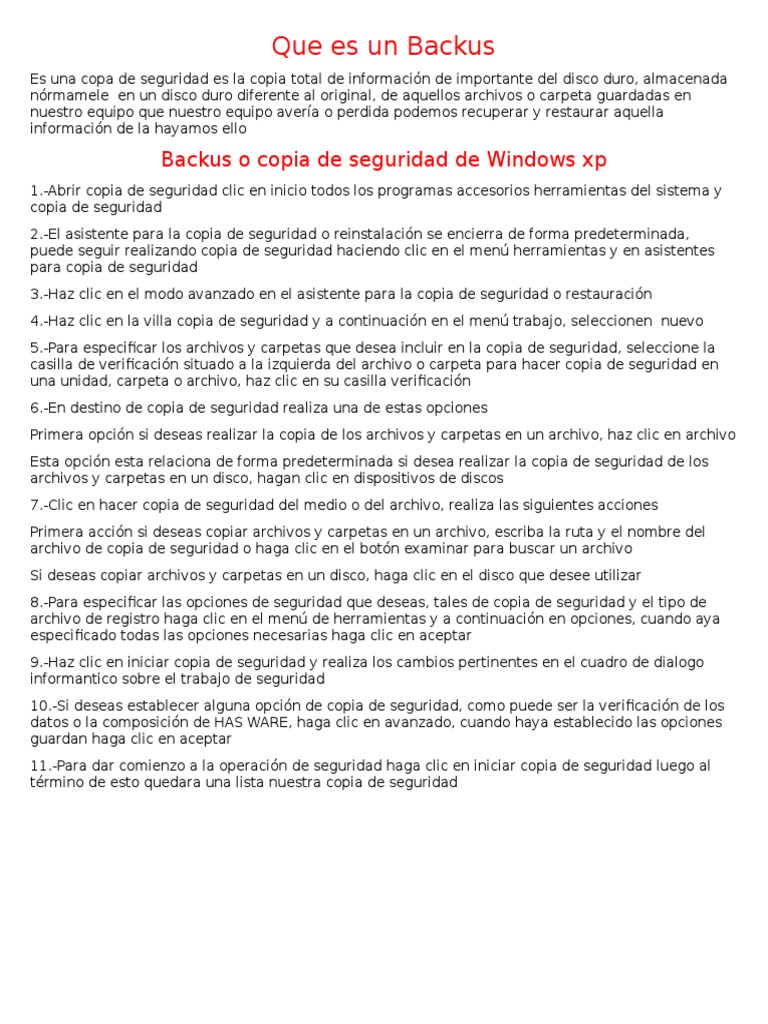 Qué es un Backus y cómo crearlo | PDF | Apoyo | Archivo de computadora
