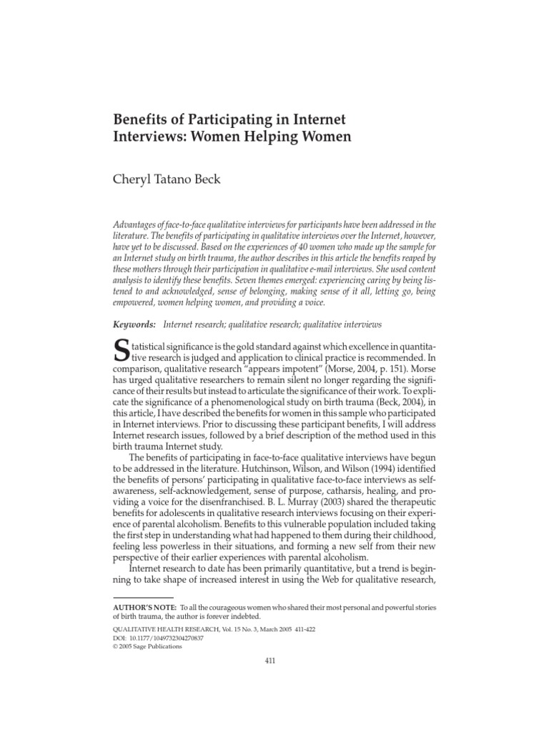 Cheryl Tatano Beck | PDF | Psychological Trauma | Qualitative Research