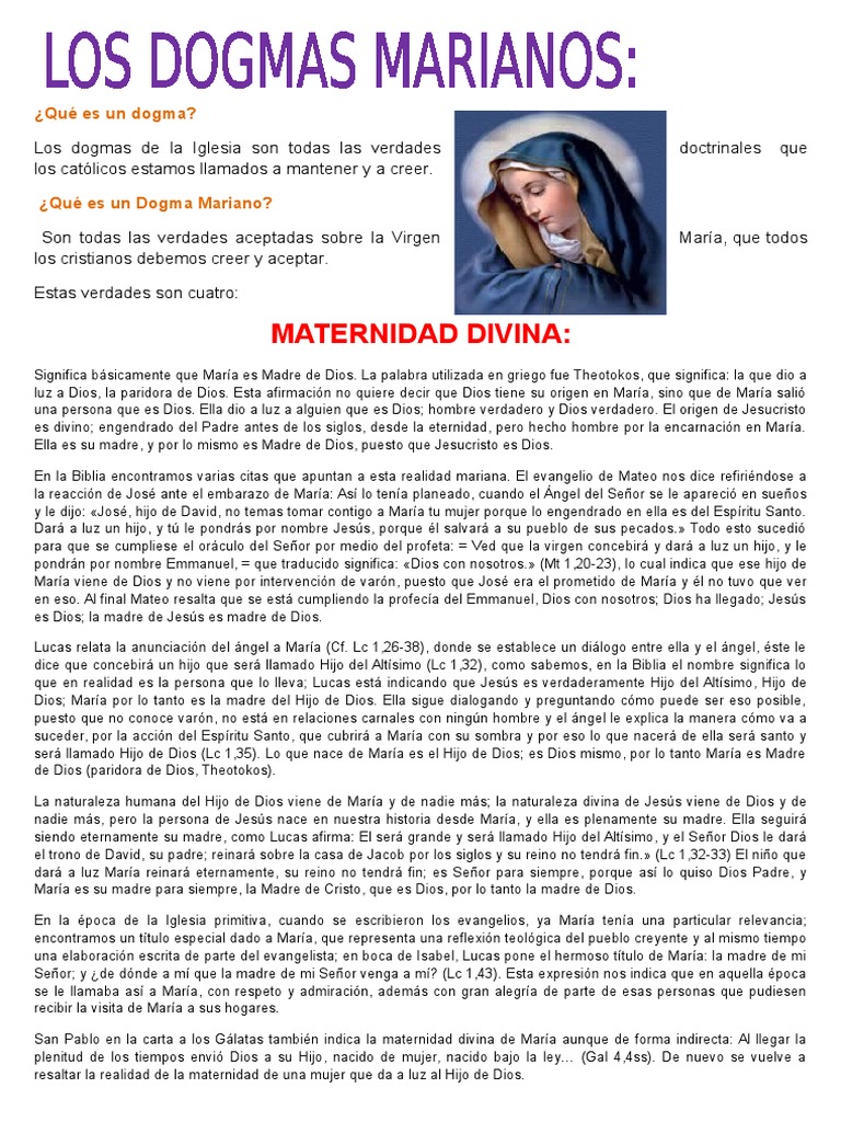 Los Dogmas Marianos | PDF | María, madre de Jesús | Cristo (título)