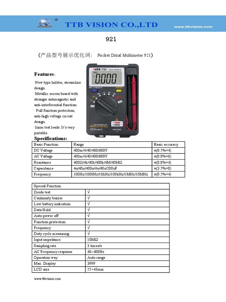 921 Specification | PDF