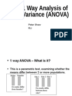 1 Way Analysis of Variance (ANOVA) : Peter Shaw RU