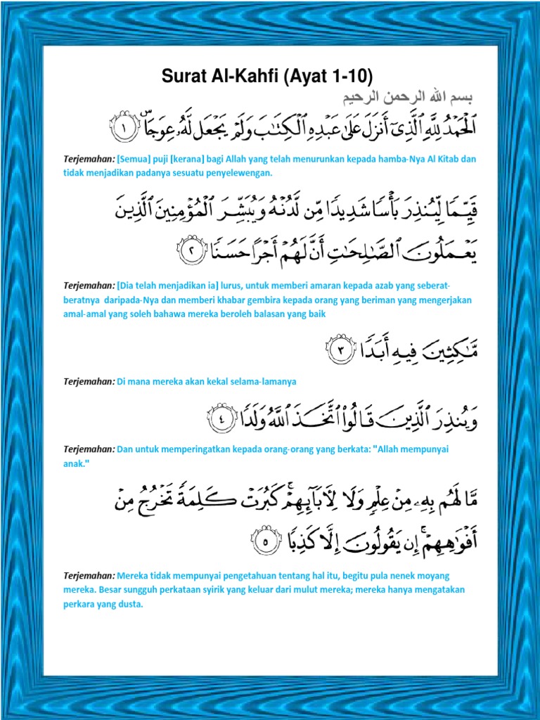 Surat Al Kahfi Ayat 1 10 101 110 31