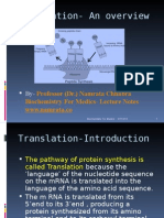 Translation-An Overview: Professor (DR.) Namrata Chhabra Biochemistry For Medics - Lecture Notes WWW - Namrata.co
