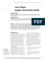 (Ehrenberg & Goodhardt 2000) New Brands Near Instant Loyalty