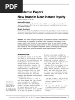 (Ehrenberg & Goodhardt 2000) New Brands Near Instant Loyalty