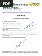 Kids Math - Angles Glossary and Terms