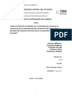 La Falta de Nutrientes en La Alimentación Provoca El Cansancio en Los Estudiantes de Nivelación de Carrera