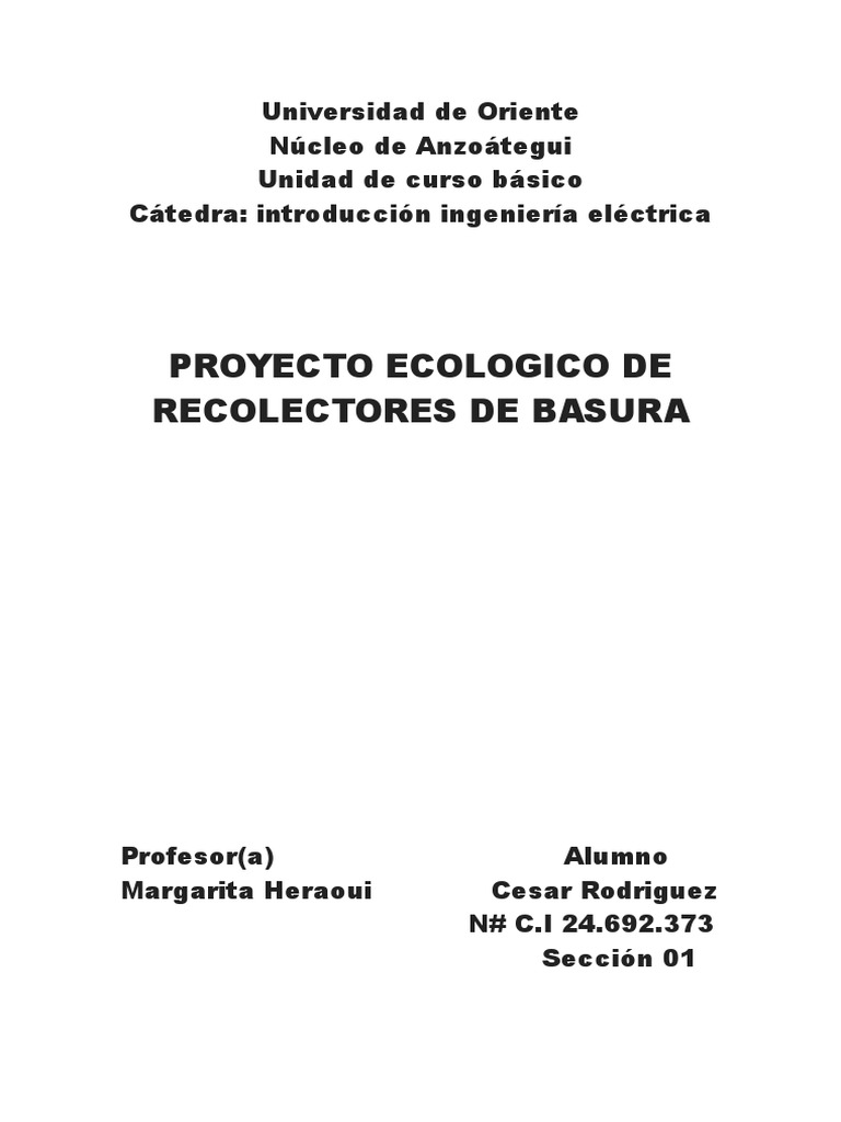 Proyecto de Recolección de Basura Escolar | PDF | Residuos | Vertedero