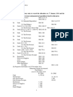 (A) Prepared A Journey Entry To Record The Allocation On 1 January 2014 and The Actual Collection of Revenues and Payment of Expenditures Based On Date Given