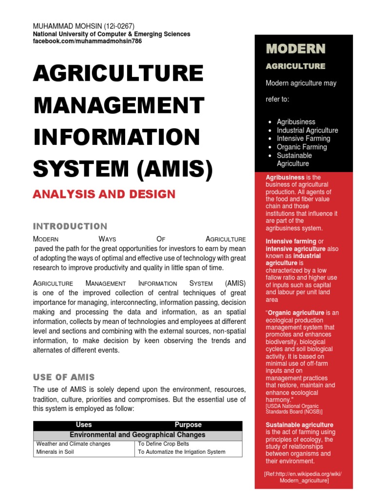 Agriculture Management Information System (AMIS) | PDF | Intensive ...