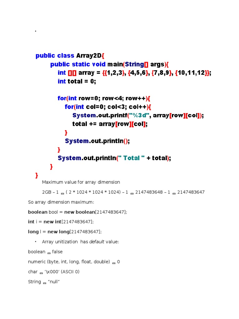 Maximum Array Dimensions in Java | PDF