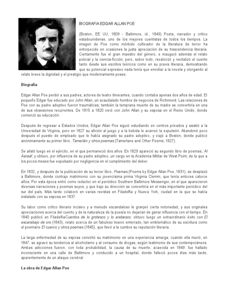 Biografia Edgar Allan Poe Edgar Allan Poe Victor Hugo