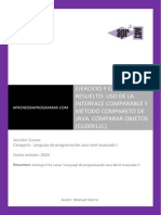 CU00911C Ejercicio Ejemplo Resuelto Interfaz Comparable Java Metodo Comparet