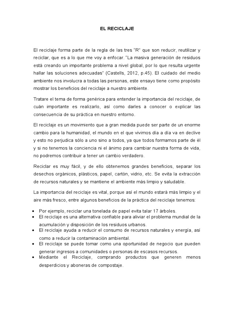 Importancia del Reciclaje para Niños | PDF | Reciclaje | Residuos