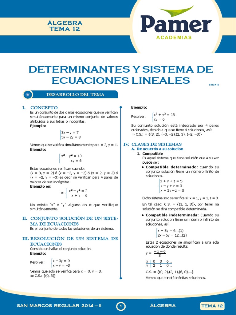 Algebra Sem 12 Pdf Ecuaciones Determinante