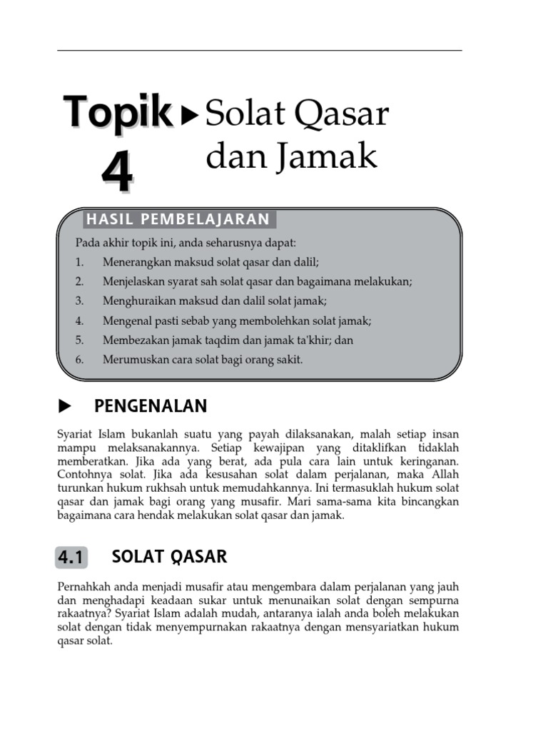 Fiqh Ibadat Topik 4 Solat Qasar Dan Jamak