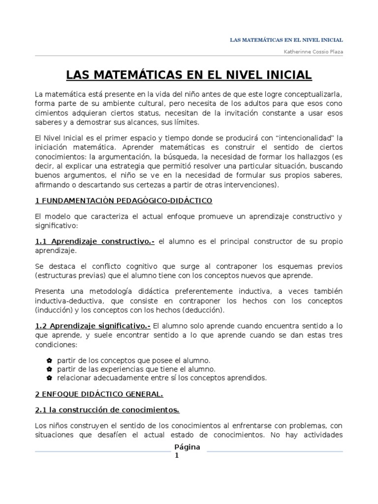 Las Matemáticas en El Nivel Inicial | PDF | Enseñanza de matemática ...