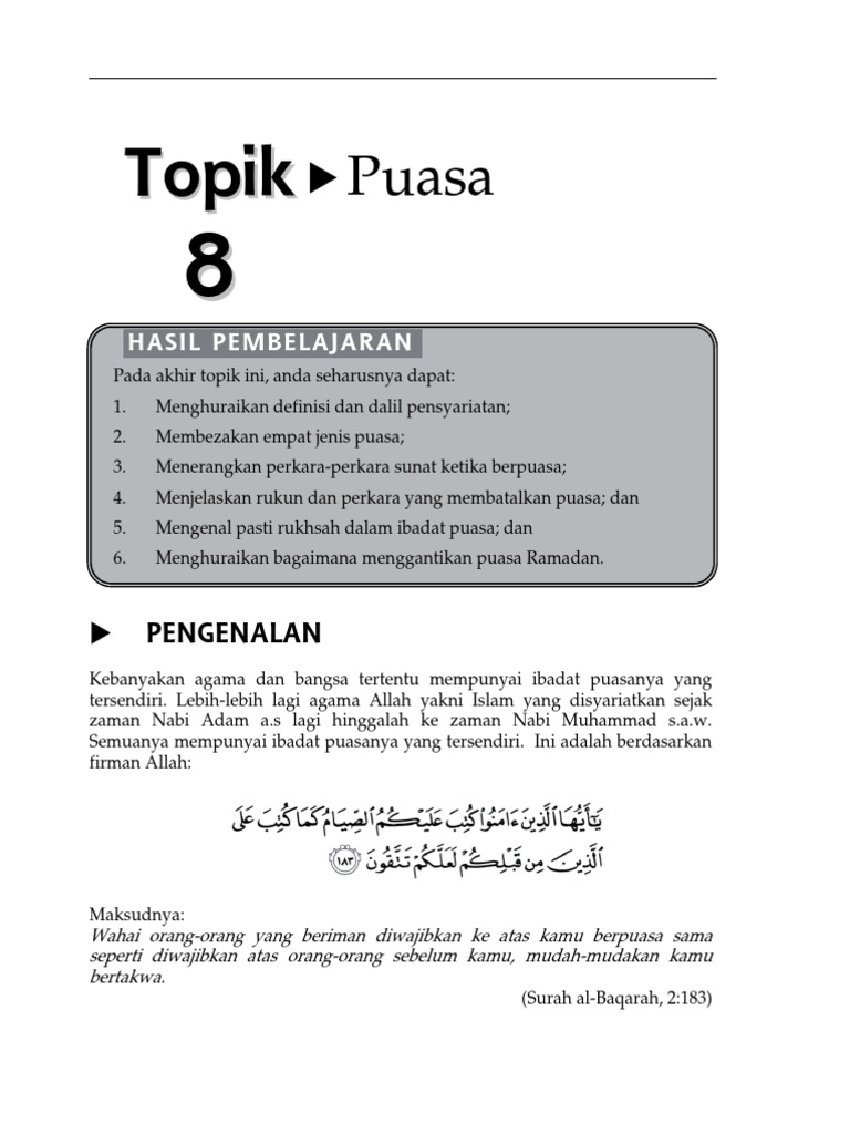 Fiqh Ibadat Topik 8 Puasa Pdf