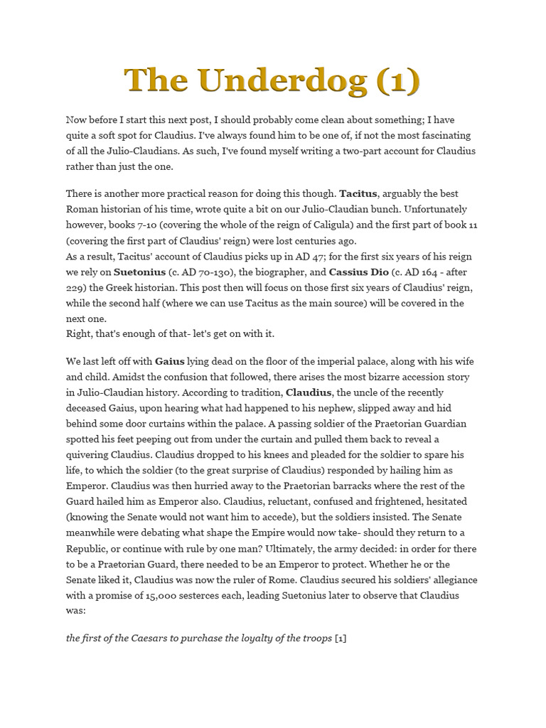 The Emperor Claudius Pdf Claudius Caligula