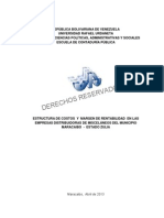 Estructura de Costos y Margen de Rentabilidad en Las Empresas Distribuidoras de Miscelaneos Del Municipio Maracaibo - Estado Zulia
