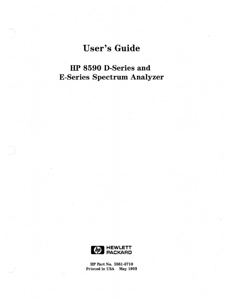 HP - Spectrum Analyzer - HP 8590D, E Series User | PDF | Hewlett