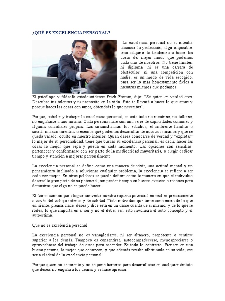 Qué es excelencia personal Q es ser altanera