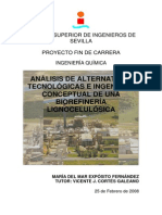 Análisis de Alternativas Tecnológicas e Ingeniería Conceptual de Una Biorefinería Lignocelulósica