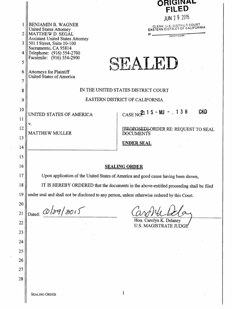 Legal Proceedings: Sealing Order | PDF | Law