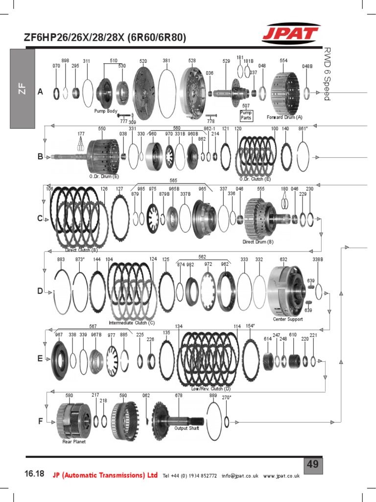 ZF6HP26 Transmission Parts Overview | PDF | Valve | Clutch