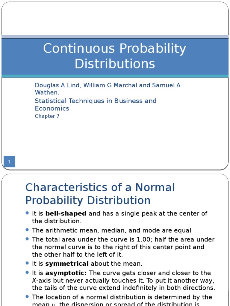 Continuous Probability Distribution | PDF | Arithmetic Mean | Normal ...