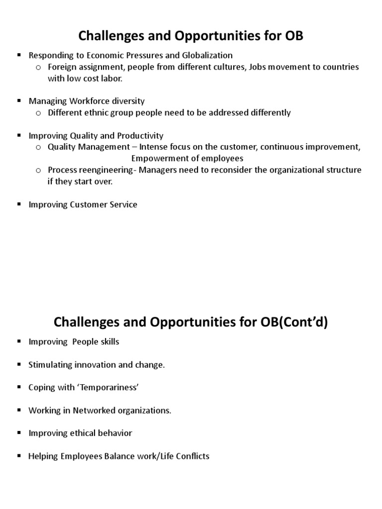 Challenges and Opportunities in OB | PDF | Career & Growth