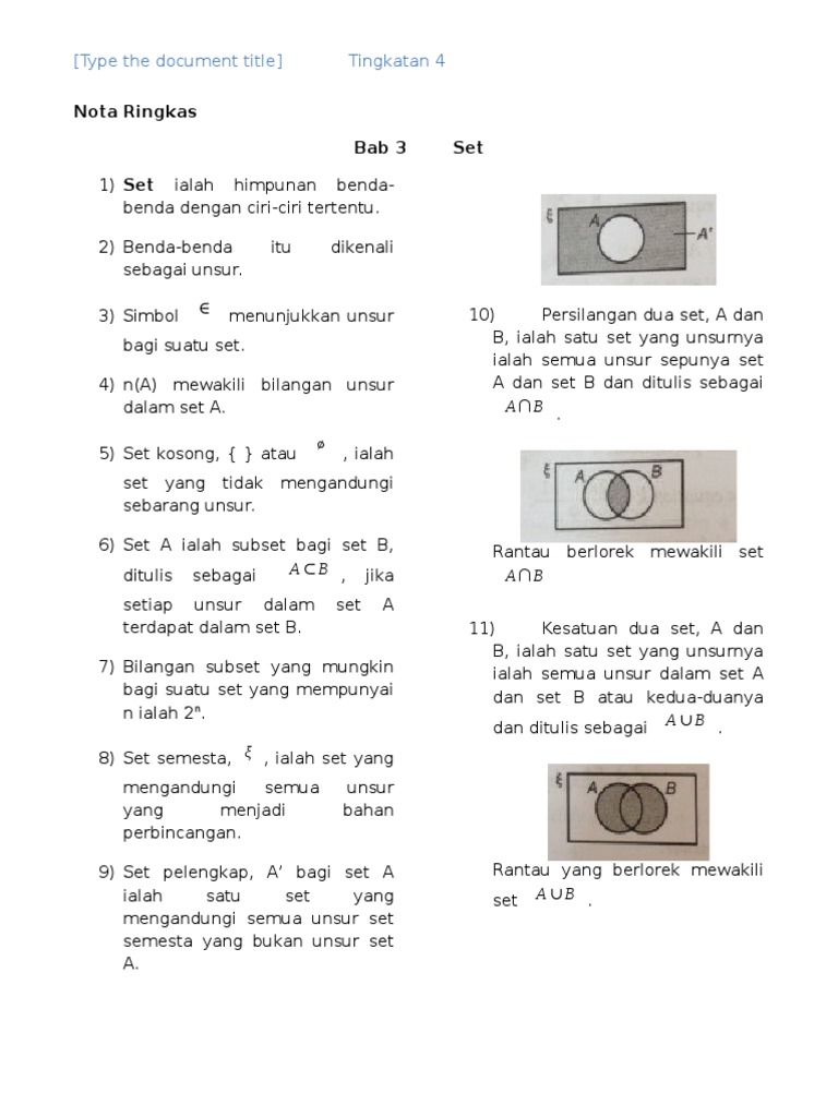 Bab 3 Set Nota Ringkas Matematik Tingkatan 4 Pdf