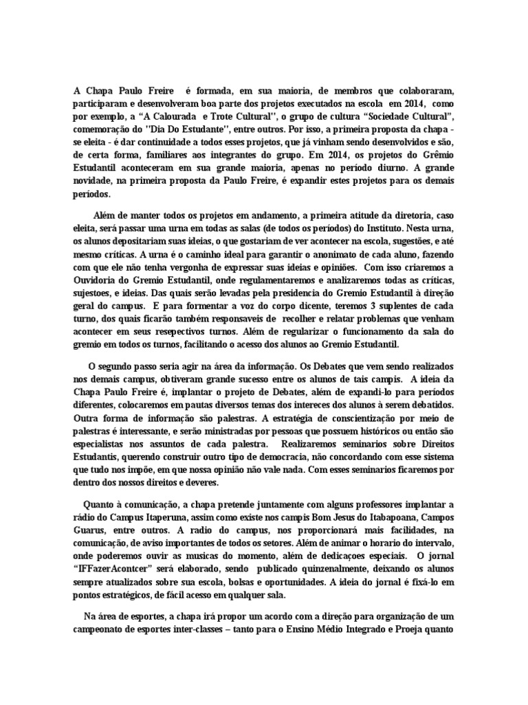As Melhores Propostas Para O Gremio Estudantil