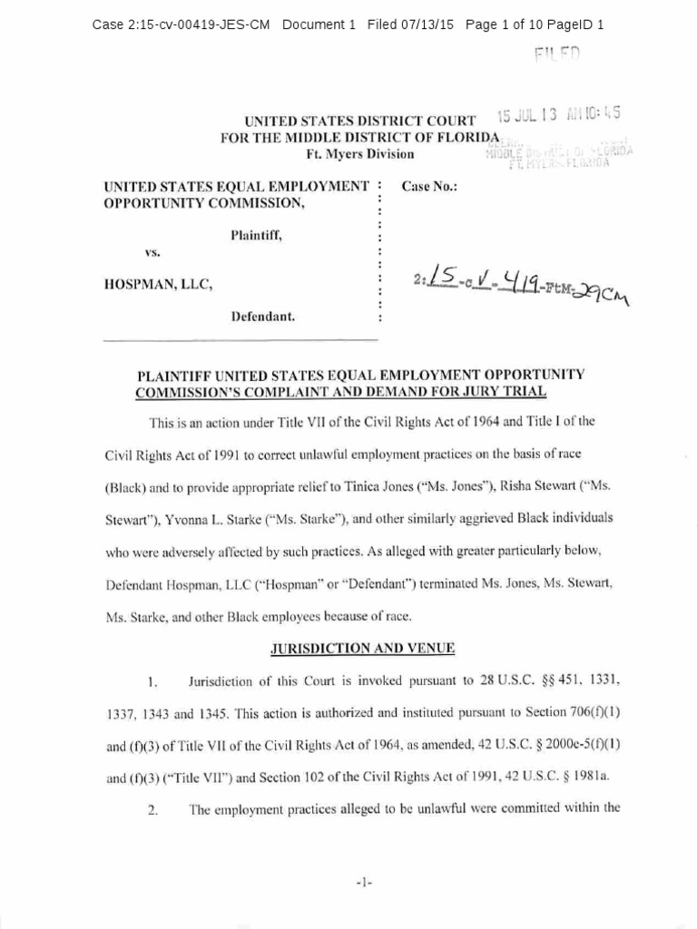 EEOC complaint and demand for jury trial