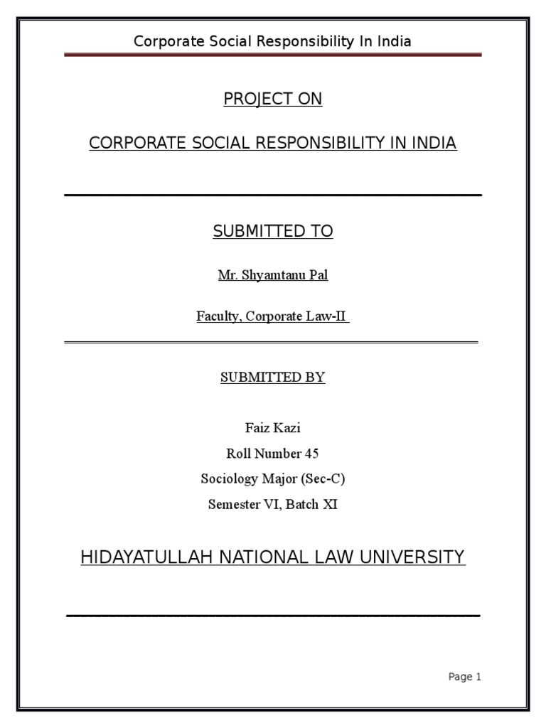 CSR Practices and Policies in India | PDF | Corporate Social ...