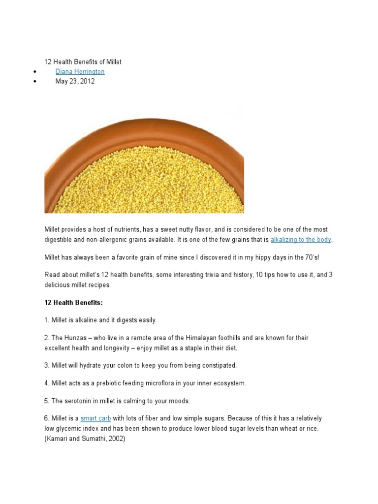 12 Health Benefits of Millet PDF Breads Cereals
