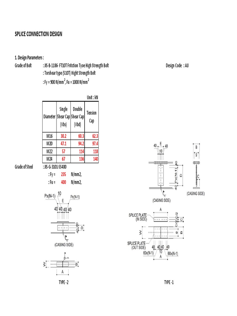 Splice Connection Design Parameters | PDF | Science & Mathematics ...