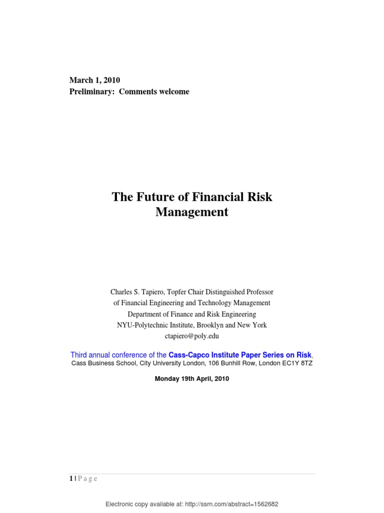 Future Challenges in Financial Risk Management | PDF | Value At Risk | Risk