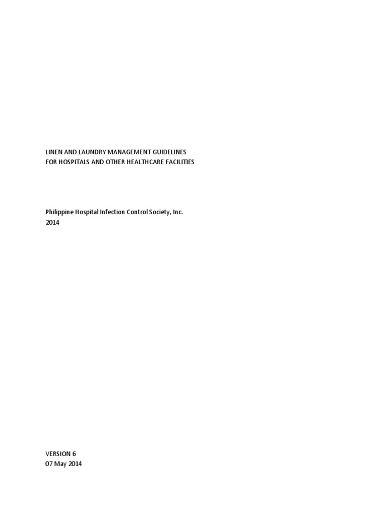 Linen Management Guidelines for Hospitals | PDF | Infection Control ...