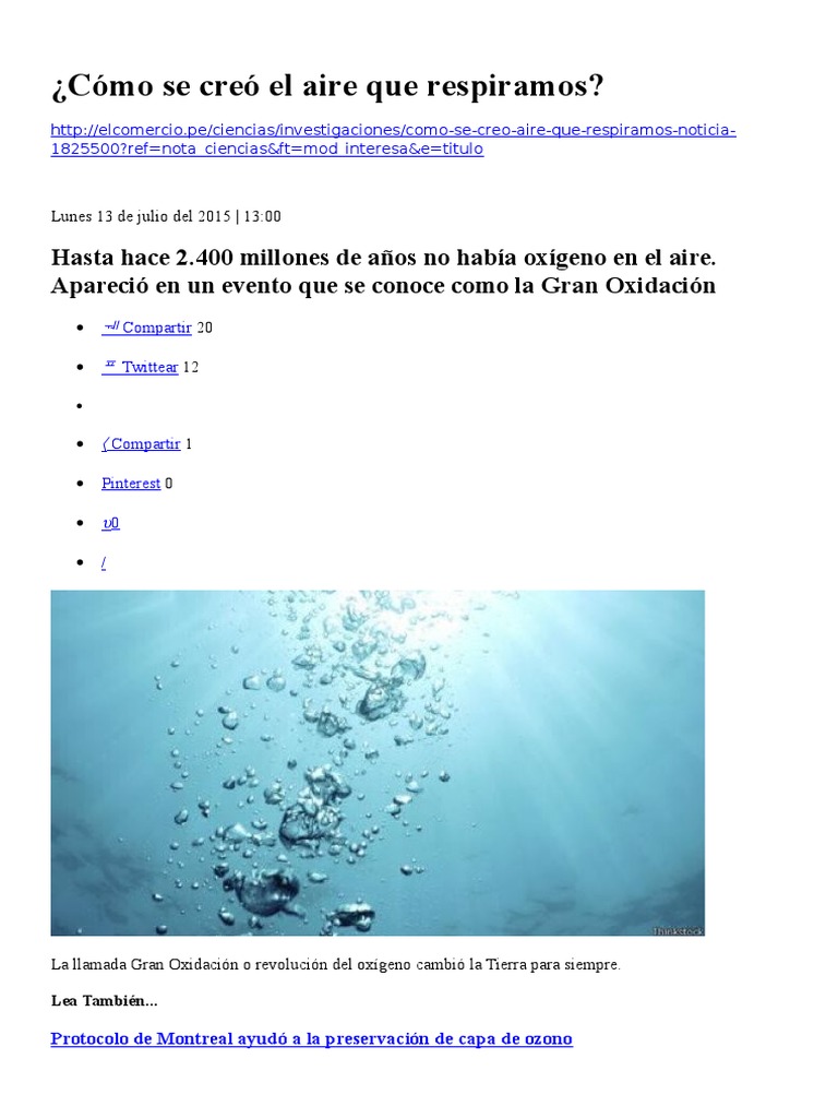Cómo Se Creó El Aire Que Respiramos | PDF