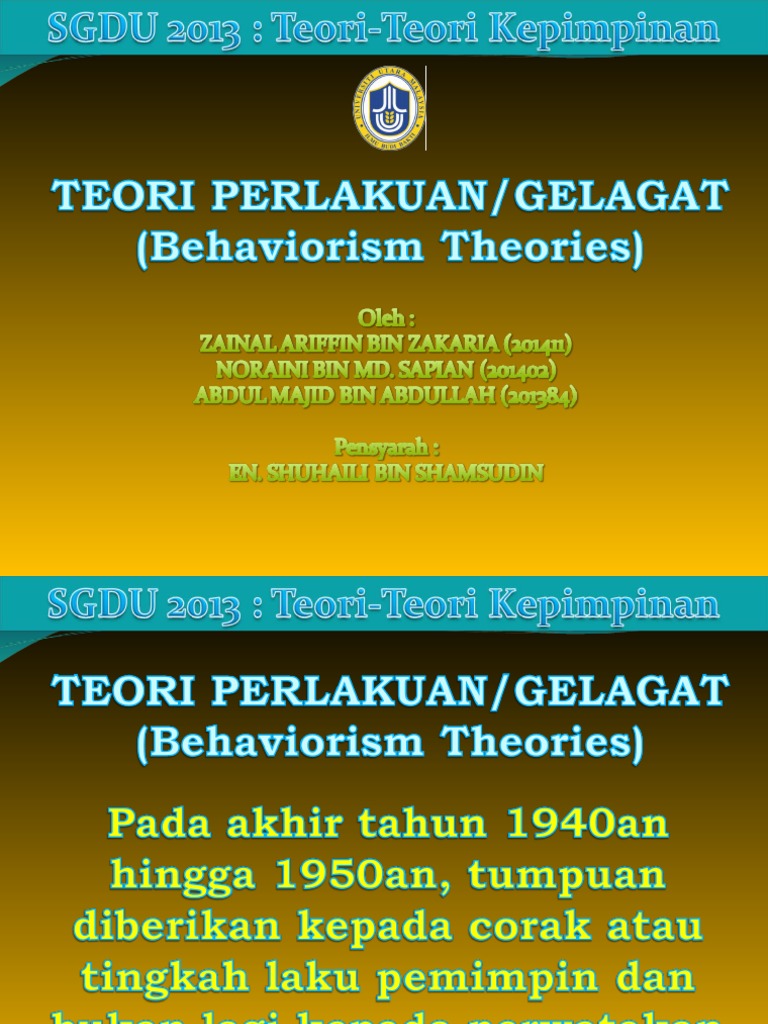 Teori Behaviorism Atau Perlakuan