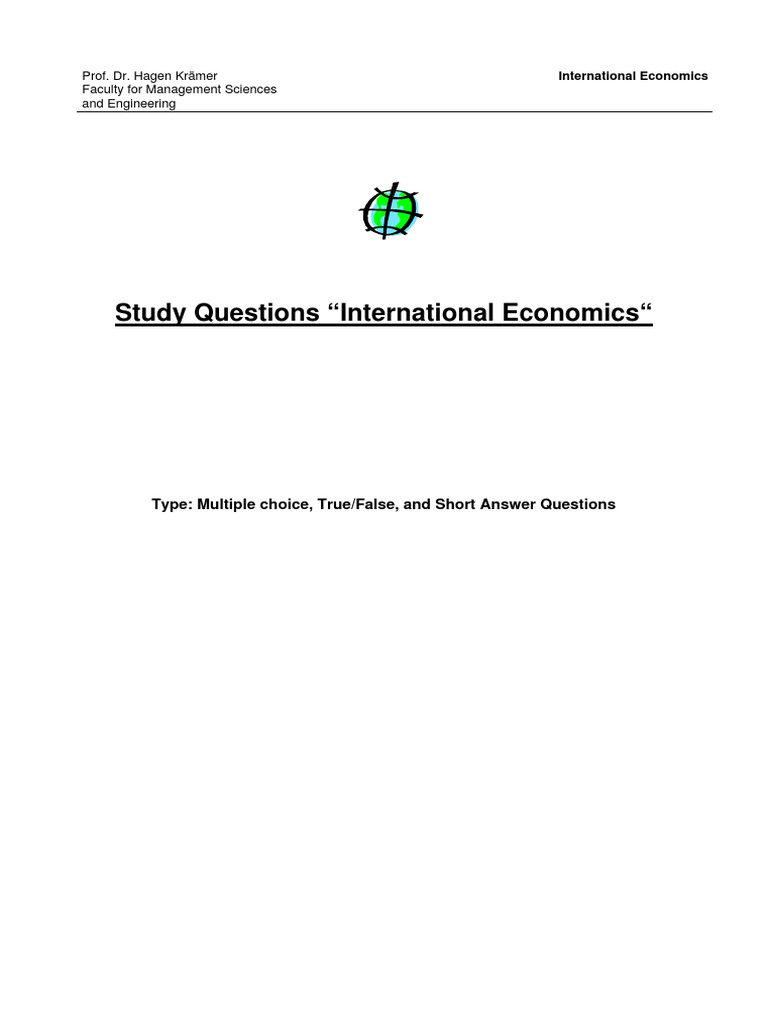 Study Questions - International Economics | PDF | Current Account ...
