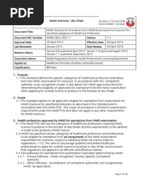 HAAD-Exemption Standard From ExaminationV1.2 | PDF | Finance 